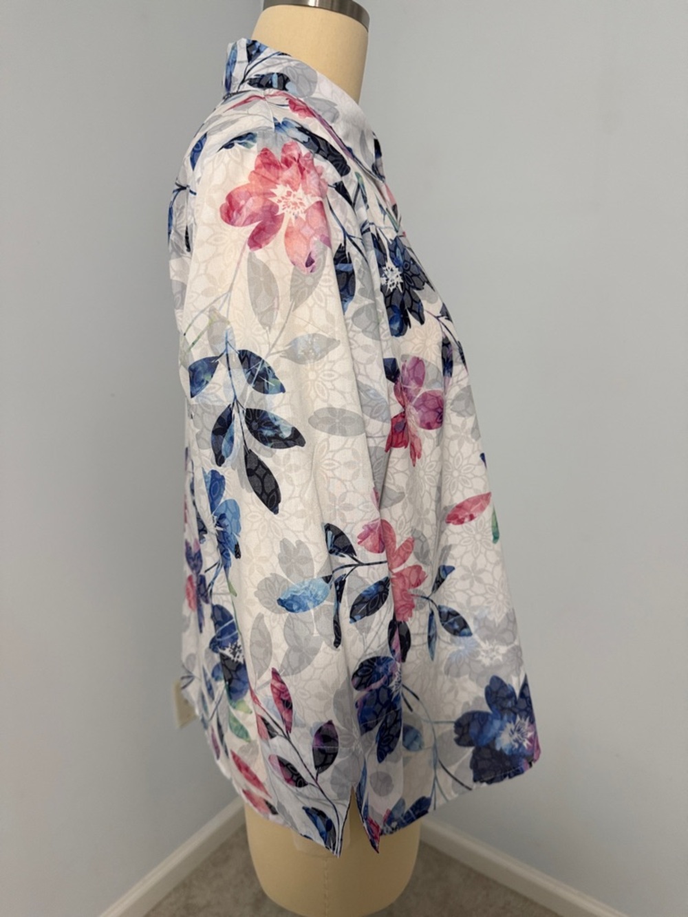 Alfred Dunner Petite Floral Button-Up  3/4 sleeve shirt SZMP - Picture 9 of 15